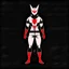 Placeholder: Catman art illustration black background red and white color full body