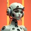 Placeholder: a retro-futuristic feminine android robot, space age, dystopia, stylised, digital art, 3d render