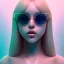 Placeholder: isometric clean art of symmetrical super cute cute cute girl wearing shades, full wet lips, soft lighting, overcast shadows, soft pastel gradients, high definition, 3d icon clay render, blender 3d, studio lighting, god rays, octane render, unreal engine 5