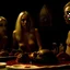 Placeholder: Horror movie shot, spooky, hot, ultra realistic, dine, ultra realistic hot blonde women, party, pieces of meat, they enjoy, organs, ail, dynamic, very excited people, hypermaximalist figures, light, 1970's Italian horror movie, sinister,, Dario Argento, Stanley Kubrik, ornate, 4k, photorealism