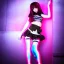 Placeholder: anime girl full body, cute, beautiful, neon eyes, metal skin, model photography, 8k