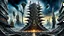 Placeholder: a stunningly weird image of a futuristic giant dark meatllic tower metropolis using Salvador Dali's paranoiac-critical method, where buildings and structures appear to melt into the skyline cityscape is filled with floating mad, twisted sharp metal shapes that interact with the buildings and each other, forming a surreal tableau of a dreamlike reality. neu-steampunk vibe, essence of the scene in a cinematic manner, with dramatic shadows that enhance the distorted perspectives and bizarre