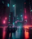 Placeholder: 3D, beautiful, light reflecting, empty city, midnight, rainy night, neon, cyberpunk,