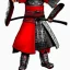 Placeholder: Personnage détaillé, chat, anthropomorphique, habillé comme un samurai, armure très détaillé, rouge, argent.