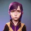 Placeholder: Portrait of a sweet 9 year old warlock toddler girl with brown hair with bangs and blue eyes