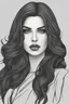 Placeholder: curvy woman with dark long hair with dark eyes and bowed lips