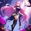 Placeholder: Clear focus, 8k, beautiful lighting, vibrant colors, girl, pink hair, long hair, vibrant purple eyes, black stockings, chinese clothes, full body,