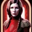 Placeholder: pltn style, beautiful carrie fisher, red, jeweled veil, tall, slender, long hair, smooth, flawless skin, deep, mysterious eyes, red gown, intricate beading, sparkling jewels, diamonds, rubies, regal, dignified, graceful, fluid, ethereal quality, light steps, roses, jasmine scent, shimmering light, spirit, hope, joy, mortal, extraordinary beauty, charm, mystery, legend, fascination, cute big circular reflective eyes, Pixar render, unreal engine cinematic smooth, intricate detail