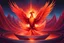 Placeholder: A phoenix emerging from red and orange liquid crystal pools, in Chemiluminescent Surrealism style, with zero-point energy fields.