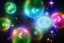 Placeholder: cosmos, metallic sky stars, sky blue light, light, multiple green moons with neon rings, 8k resolution, detail