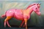 Placeholder: Big pink plastic toy horse.19th painting