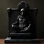 Placeholder: Memento Mori Statue, made of an very dark stone, stonesplash,