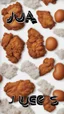 Placeholder: TEXT: "JUEVES" Made of fried CHICKEN, clean background