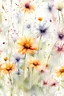 Placeholder: Ultra detailed runny water color painting of summer Flowers, realistic tones, with some splatters on a white background