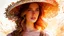 Placeholder: Vintage art, brown and orange shades, sunny day, straw hat for woman, summer dress, splashes of art, in the style of Dante Gabriel Rossetti, Yossi Kotler, Camilla D'Errico, masterpiece, fine art in the style of Carne Griffiths, Paula Hoppe
