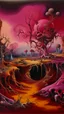 Placeholder: A dark magenta psychedelic realm with brains painted by Salvador Dali