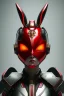 Placeholder: Portrait Sweet Rabbit ceramic mask, punk, red suit, cyberpunk, photo studio, black background, unreal engine 5, concept art, ray tracing, lumen lighting, ultra detail, volumetric lighting, 3d.