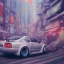 Placeholder: volumetric japan city environment and background, realistic pop-art illustration and highly detailed digital painting of illegal street drifting, ghost flames, inside a vibrant city, underground jdm scene, d1 grand prix, nissan, mitsubishi, otaku, neon, toyota, honda, subaru, highly detailed, money, high contrast, realistic shaded volumetric lighting, 8k, tokyo drift, reflective ground, octane render, smoke, burnout, vitality colours, colorful, uhd, blue fires, dk, hooning manga art by sam curry