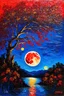 Placeholder: Blood Moon; Post-Impressionism; thick acrylic paint