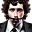 Placeholder: Homme blanc gras, cheveux noirs courts frisés, petite moustache noire