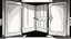Placeholder: unhinged door, anime, monochrome, black background, ink, simple, maximum quality, broken hinge, barely functioning, centered on frame, far view