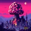 Placeholder: 8 bit pixelart city, atomic mushroom cloud, synthwave, destroyed city
