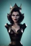 Placeholder: Lene Nystrøm as evil queen in black leather, busty, cleavage, voluptuous, Aqua Lene, angry, stern look. character design by cory loftis, fenghua zhong, ryohei hase, ismail inceoglu and ruan jia. unreal engine 5, artistic lighting, highly detailed, photorealistic, fantasy