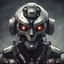 Placeholder: a portrait of an evil combat robot