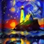 Placeholder: Fantasy, light house, Rocks, lighting, surreal, waves crashing below, 8k, sunset, sketch by Van Gogh in oil