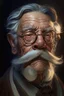 Placeholder: A fantasy portrait of an old man, with mustache, round glasses, Caravaggio style