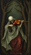 Placeholder: Hieronymus Bosch style , an ghost playing the violin