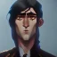 Placeholder: man, YOUG, LONG hair, black hair, black eye, bEAUTIFUL, tied hair, sad