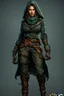 Placeholder: create an iconic female full body ragged rogue thief character illustration with highly detailed facial features in the art style of Wayne Reynolds and Thom Tenery , 8k, ArtStation, DeviantArt