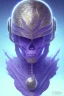 Placeholder: purple African alien, cracks in the head, wicked, Asian eyes, crown, blood, 8k, finely detailed, photo realistic, Boris Vallejo style turquoise skull head gold dragon space alien rain skeleton silver helmet silver space suit spaceships