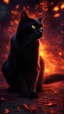 Placeholder: Black Cat Halloween Mayhem, 8k, digital art, vibrant colors, Volumetric Lighting, Haze or Mist, Rim Lighting, Backlighting, God Rays, Directional Light, Radiance Effect, Dappled Light, Flaming Edge Effect, Fantasy Backgrounds, Fire Effects, Smoke Effects, HDR