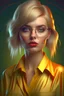 Placeholder: fantasy_portret_3D_face_beautiful_woman_yellow blouse_design_pair of glasses
