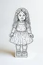 Placeholder: Sculpture en gommettes, petite fille aux cheveux longs, fond blanc
