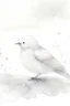 Placeholder: Watercolour of fluffy white bird in winter, minimalistic, soft colours, pastels, snow falling, realistic, negative space