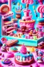 Placeholder: surrealistic image of toys baking and decorating delicious treats in a toy-sized bakery. You can have toy chefs decorating cupcakes, rolling out dough for cookies, and frosting cakes. Surround them with an assortment of mouth-watering pastries and candies.