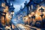 Placeholder: Prompt: a lantern glowing softly on a cobblestone street, mist swirling, with old Victorian houses lining the path, watercolor, mysterious, nocturnal