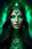 Placeholder: Galactic beautiful woman empress of sky deep green eyed longhaired