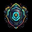 Placeholder: cyberpunk retro futuristic police badge for comics