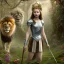 Placeholder: Young beautiful girl wearing floral crown with a stunning lion on nature forest path, Chronicles of Narnia, 8k resolution, high-quality, fine-detail, iridescent, intricate, digital art, detailed matte, volumetric lighting, beautiful, illustration, 3D octane render, brian froud, howard lyon, selina french, anna dittmann, annie stokes, lisa parker, greg rutowski,