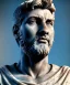 Placeholder: Realistic image, roman sculpture, marble material, Lionel Messi model, miguel angel style, God light, god rays, 4k resolution, perfect details, ornate details, soft lighting, unreal engine 5, soft cyan background.