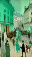 Placeholder: A mint colored noisy metropolis painted by Edgar Degas