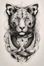 Placeholder: Create a captivating modern 2d ink tattoo design for print , prestigious Divine Panter using the elegant influences of japan art style, for print, dynamic elements from fashion and design, and bold Japanese contemporary art aesthetics, framing centered in the center, distanced from the edges of the paper perimeter, perfect anatomy, bauhaus, Divine Proportion,