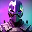 Placeholder: samurai purple masked villain in galaxy, teal and purple smoke, detailed, realistic, 4k