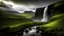 Placeholder: iceland viewscape, with huge waterfals, realistic photography, Snæfellsjökull