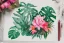 Placeholder: Tropical flowers, realistic heart drawing, crystals, tropical leaves, sacred altar, Fantasy home, Helen with cute animal