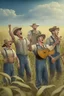 Placeholder: a group of farmers singing in the farming field